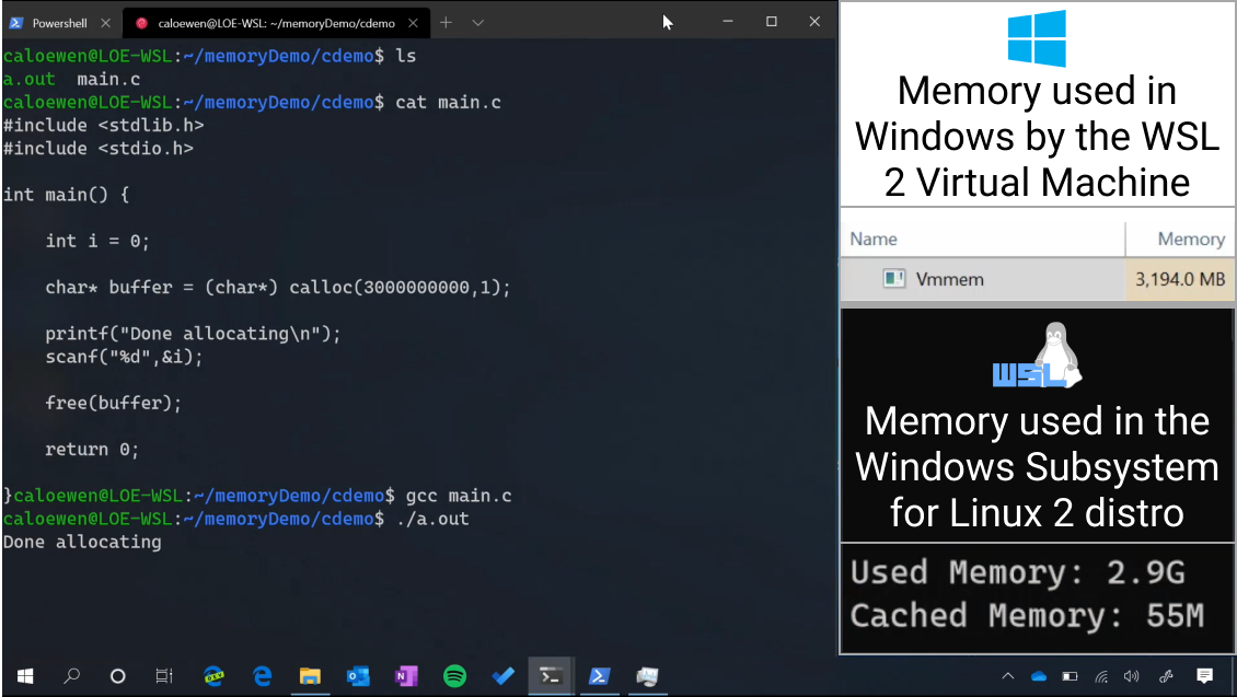 Captura de tela do WSL e do Terminal