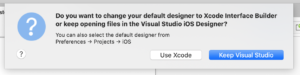 Visual Studio 2019 for Mac version 8.5 Preview 2 enables you to select the iOS Storyboard Designer you prefer.