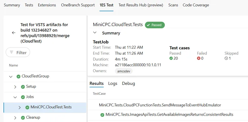 Diagram: Aspire Cloud Test
