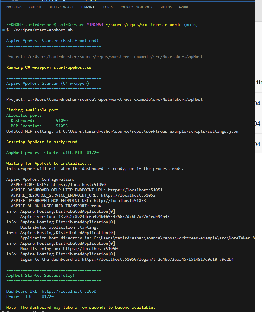 Start AppHost Output