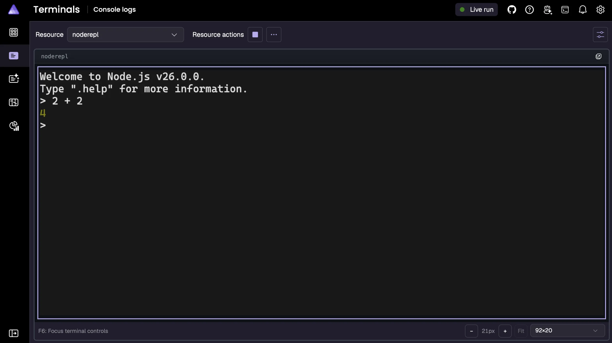 Interactive REPL via withTerminal
