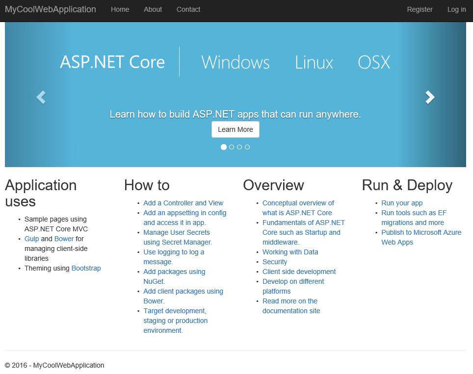 ASP.NET Core Default Web Application