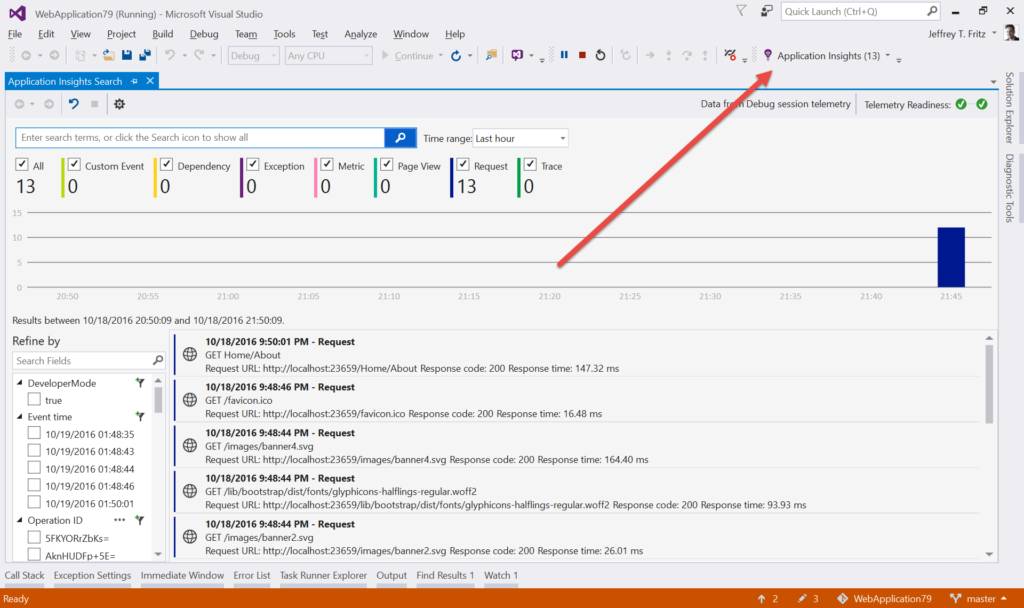 View Application Insights inside of Visual Studio