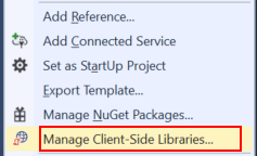 Library Manager menu items on Project menu