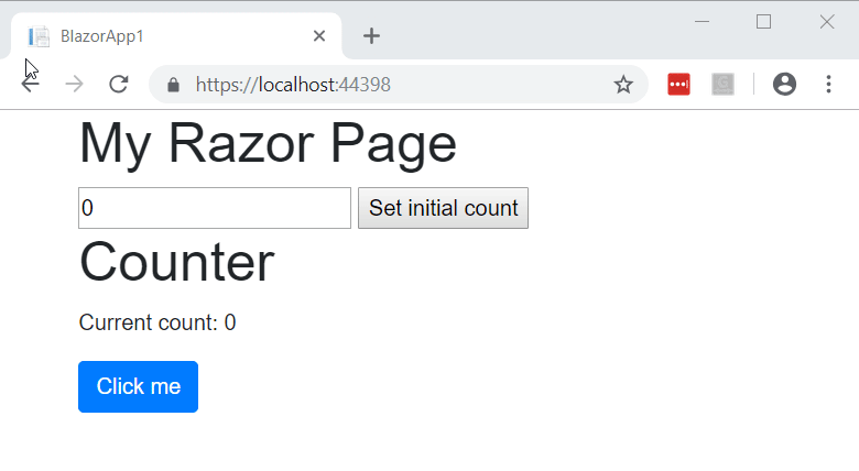 Interactive component on Razor page