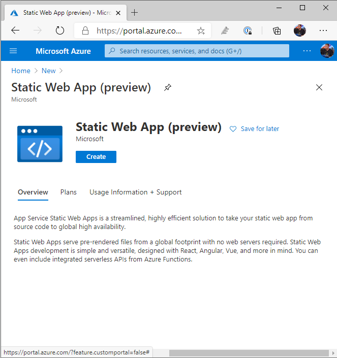 Static Web Apps in the portal