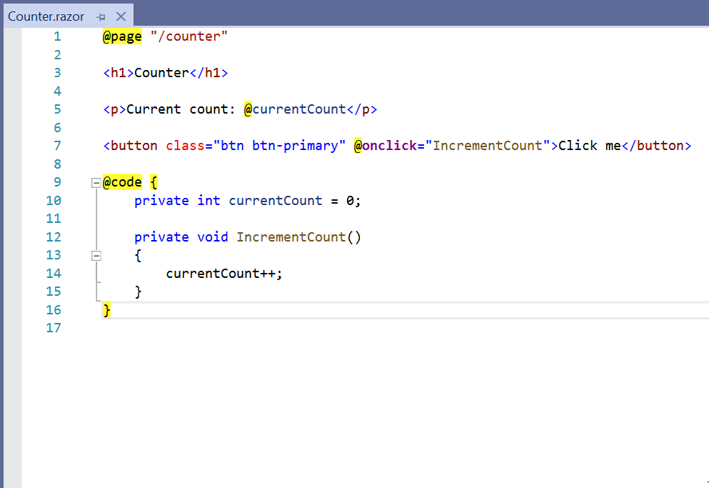 Extract @code to code-behind