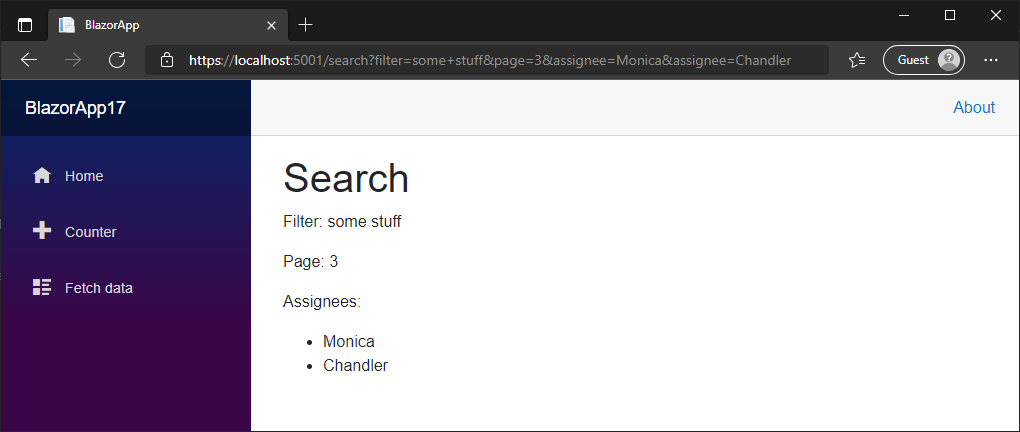 Blazor search query