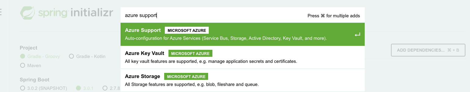 Spring Initializr with Azure Support