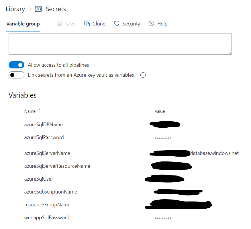 Using Azure Pipelines Library for secrets