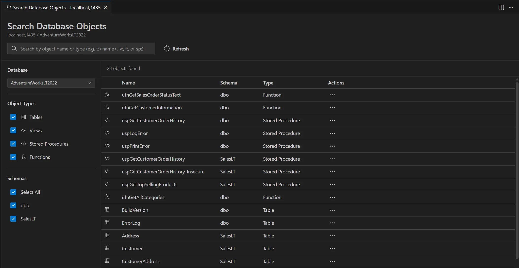 database object search view image
