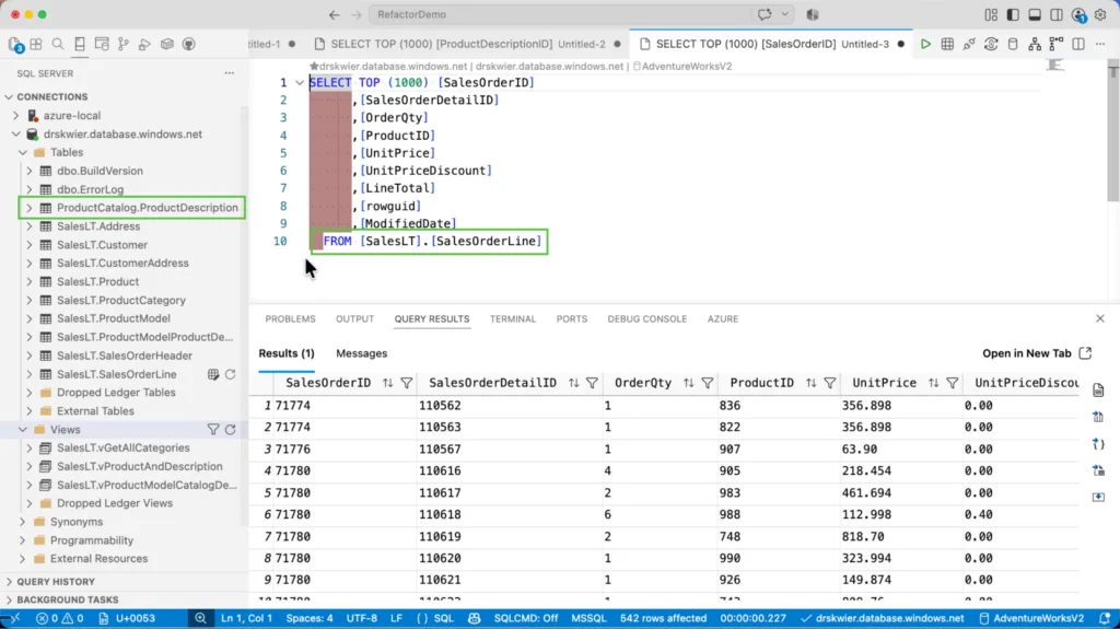 Database after deployment of refactoring operations