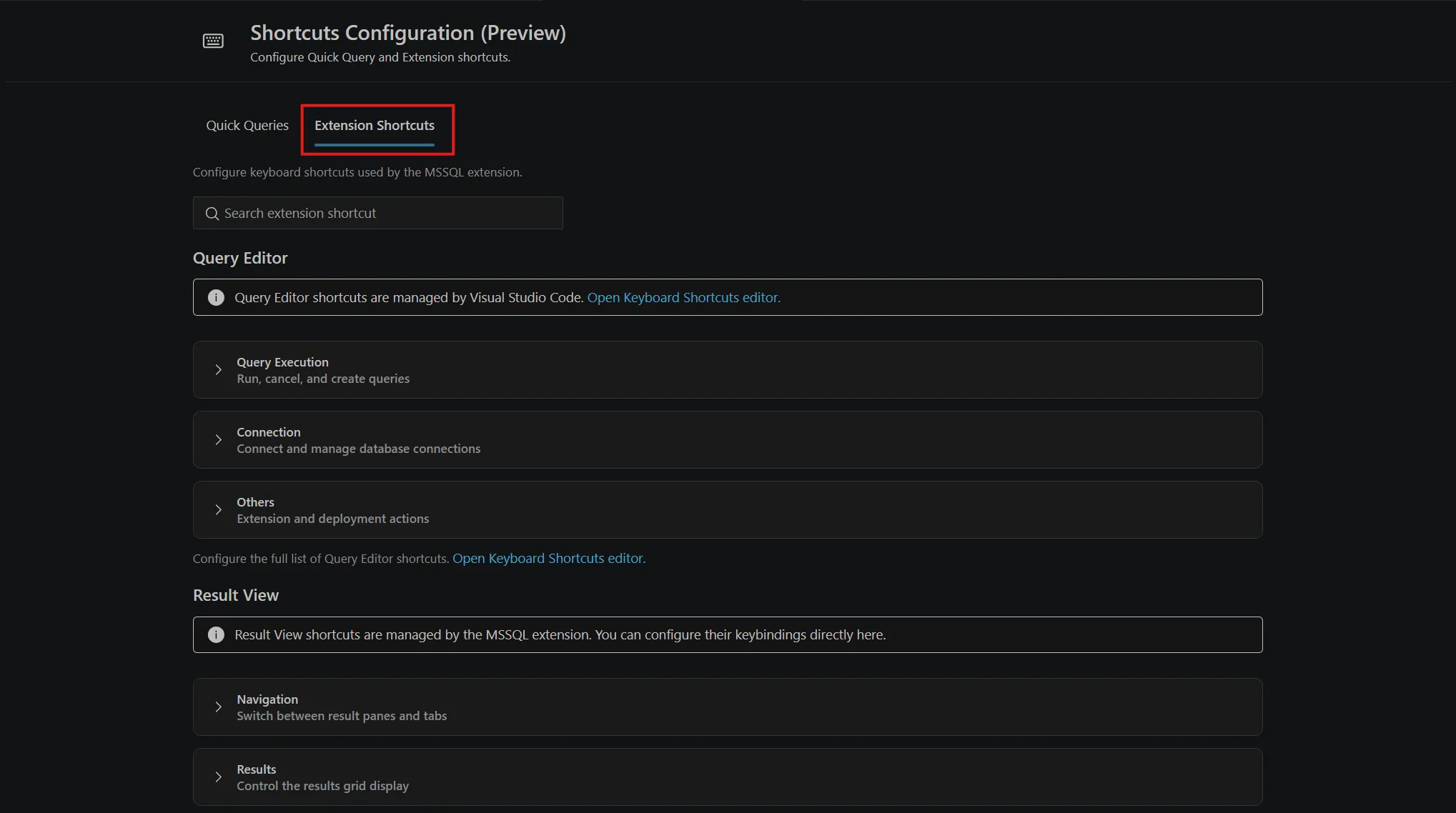 shortcuts configuration extension image