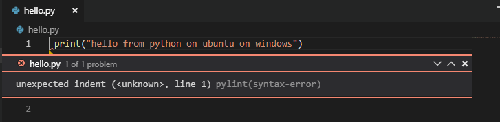 VSCode IDE showing an error with pylint