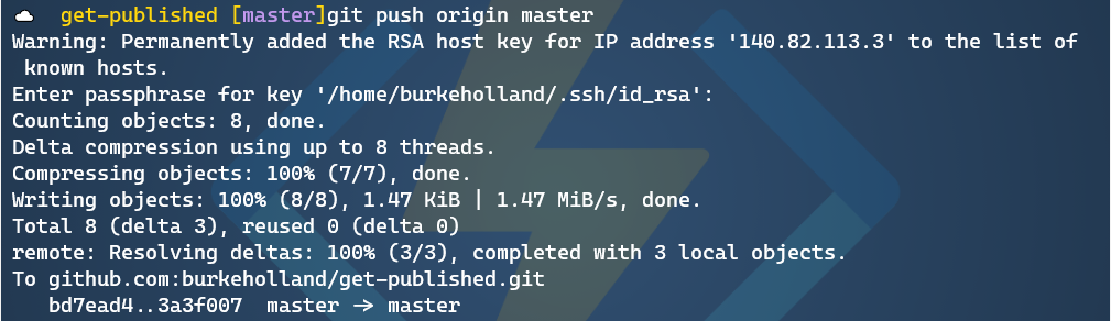 terminal showing RSA host key message