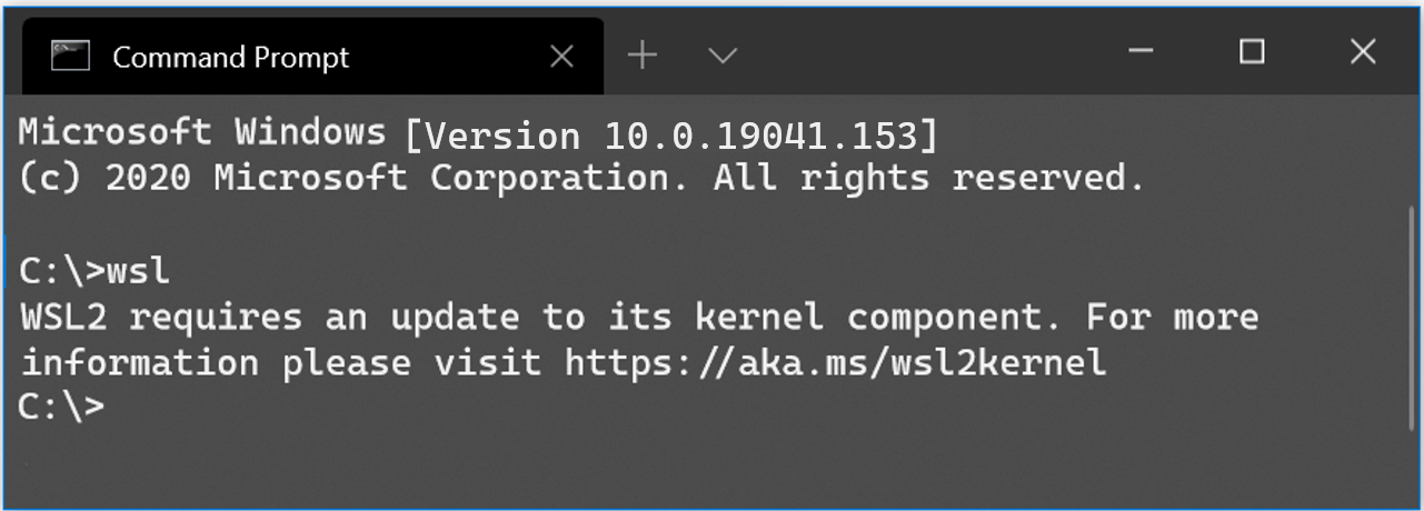 Command Prompt showing WSL