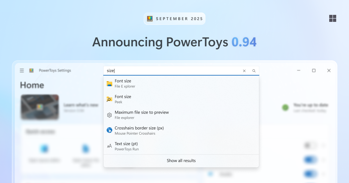 PowerToys 0.94 is here: Settings search, shortcut conflict detection and more!