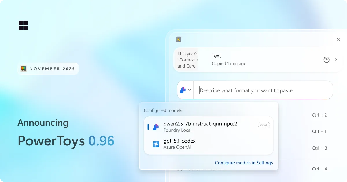 PowerToys 0.96 is here: endpoints for Advanced Paste, metadata support for PowerRename and more! 섬네일