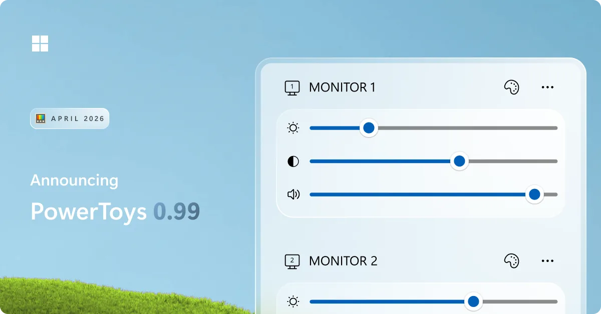Hero image with the text Announcing PowerToys 0.99