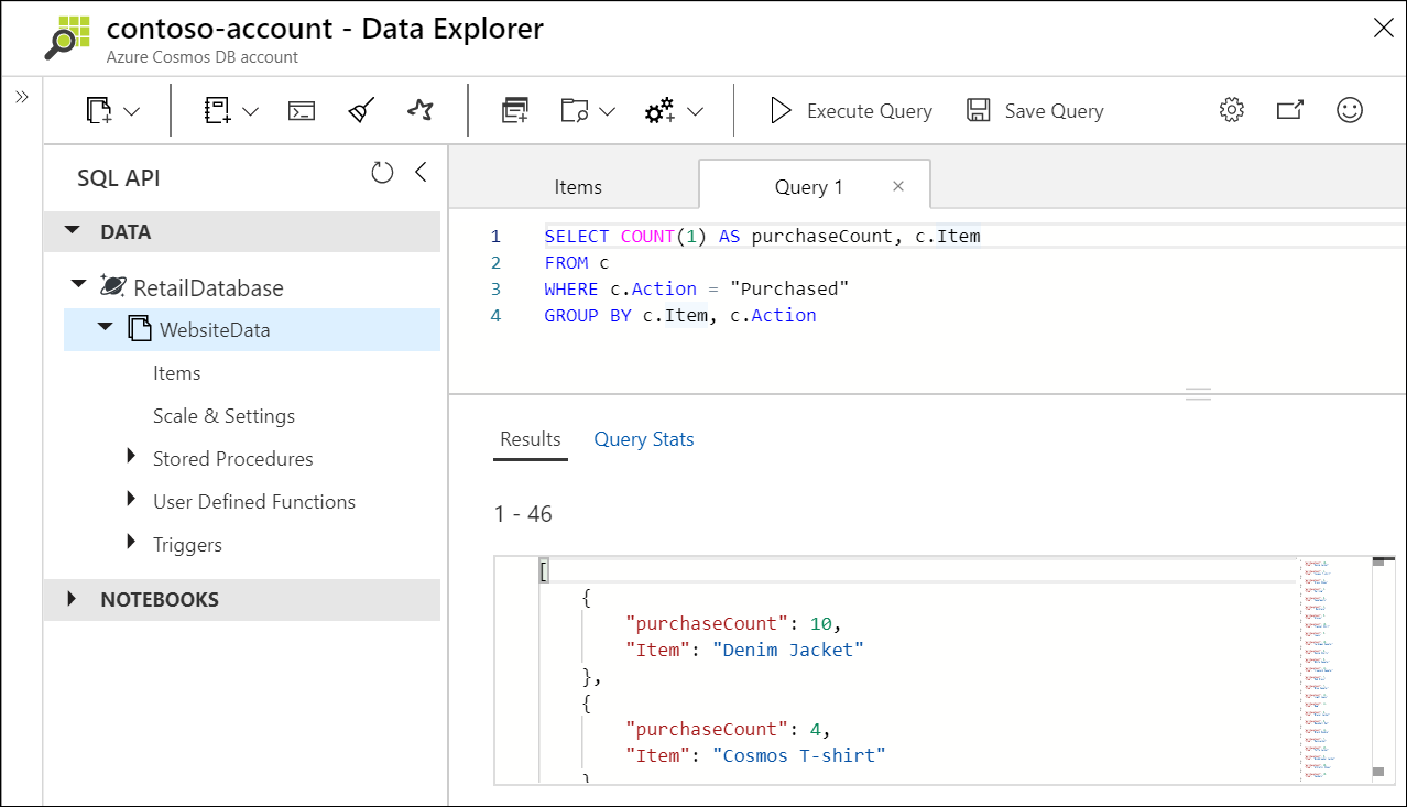 Running GROUP BY query in the Data Explorer