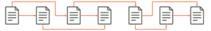 multiple documents in a row with arrows connecting them
