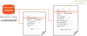 A database container called Customer with two documents showing customer details