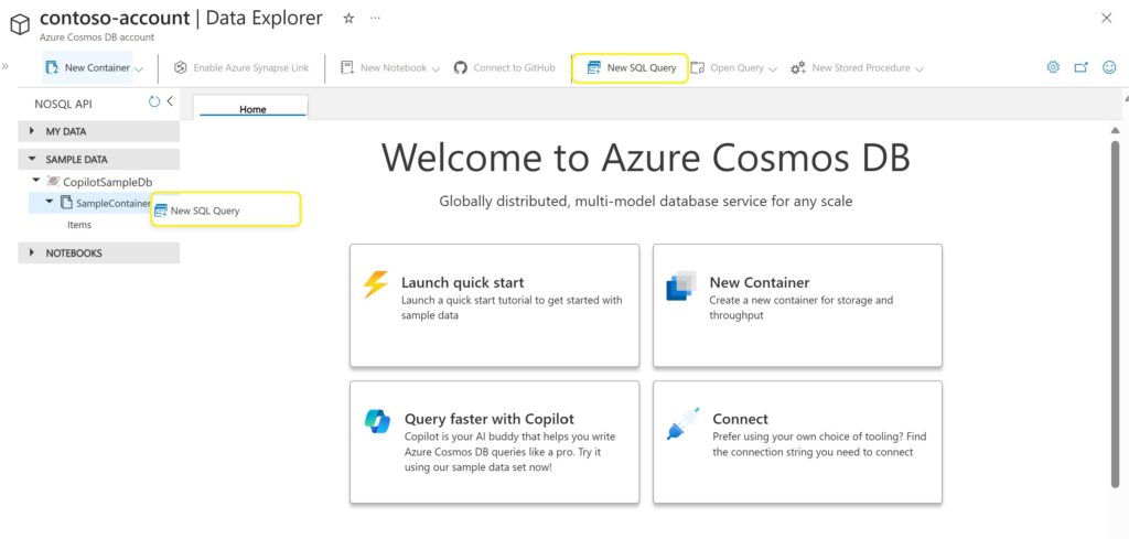 Getting started with Microsoft copilot for azure in Cosmos DB