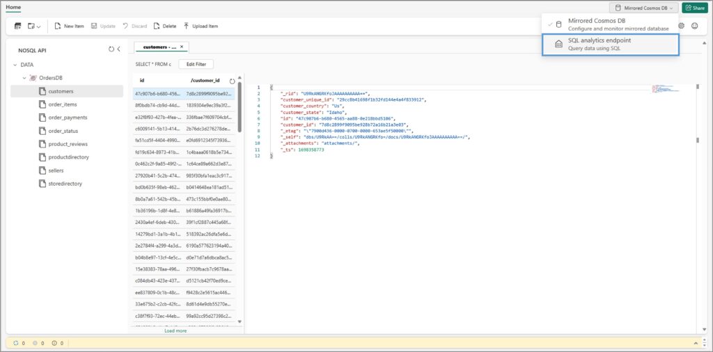 Announcing Azure Cosmos DB Mirroring in Microsoft Fabric – Private ...