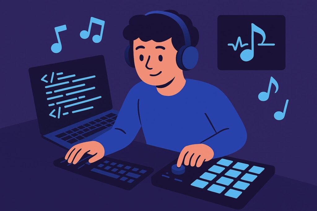 person vibe coding to the music