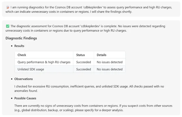 Screen shot of using SRE Agen for Cost analysis