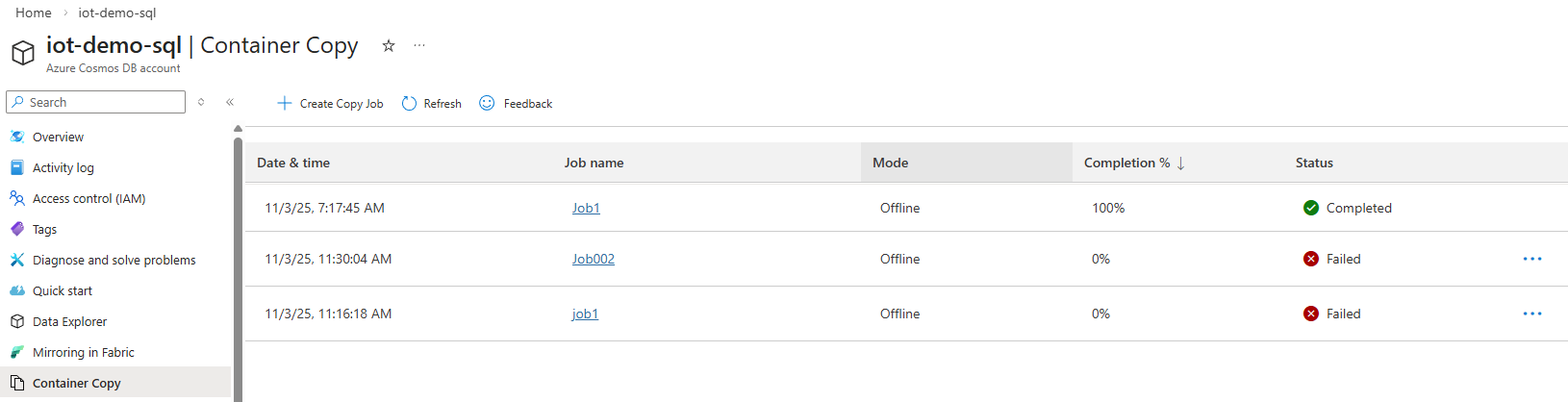 Announcing Preview of Online Copy Jobs in Azure Cosmos DB: Migrate Data with Minimal Downtime!