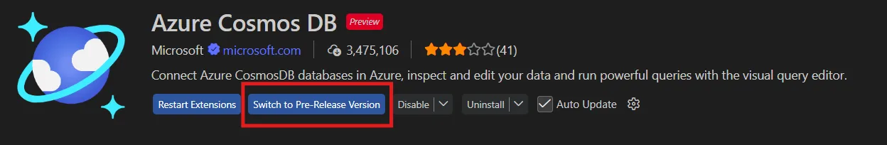 Extension Pre Release Version