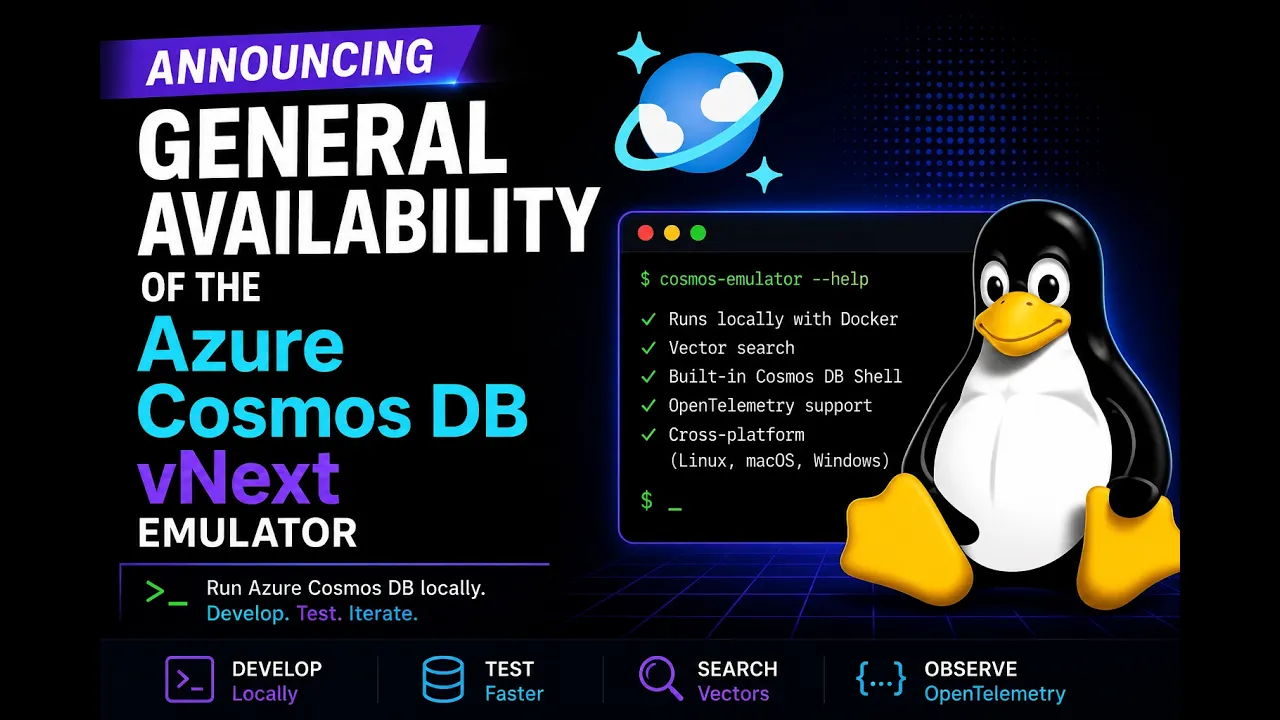 Announcing General availability of the Azure Cosmos DB vNext emulator