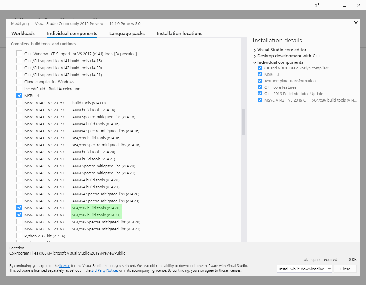 visual studio 2019 c compiler