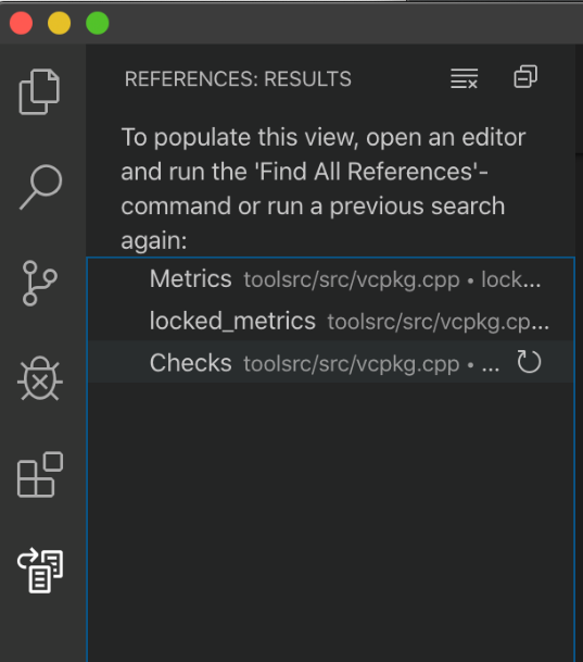 References results windows showing history of searches