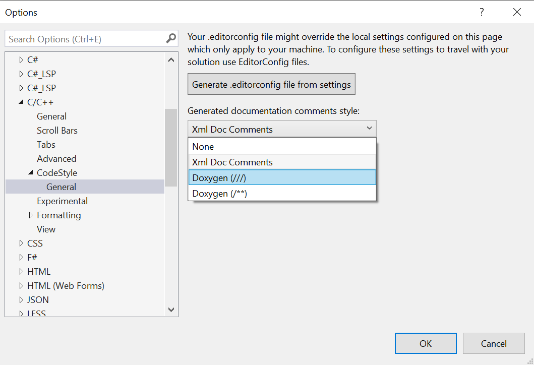 Doxygen and XML Doc Comment support - C++ Team Blog