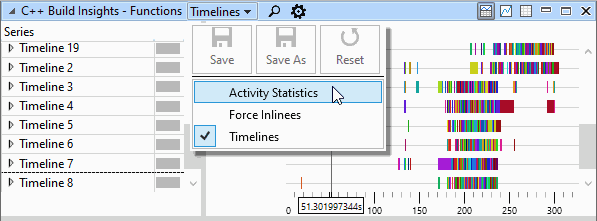 An image that shows the preset selection drop-down box for the Functions view.