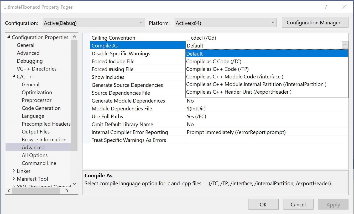 Standard C Modules Support With Msvc In Visual Studio 19 Version 16 8