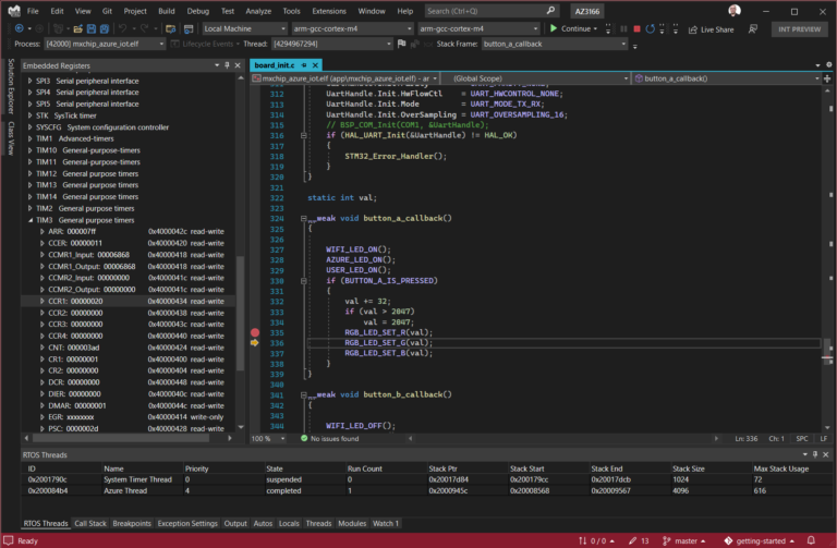 VS embedded development screenshot