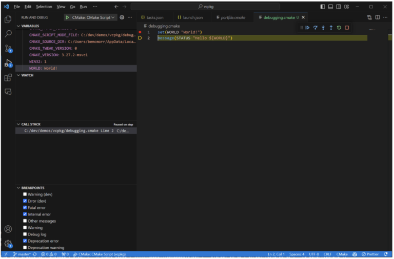 Debug vcpkg portfiles in CMake script mode with Visual Studio Code ...