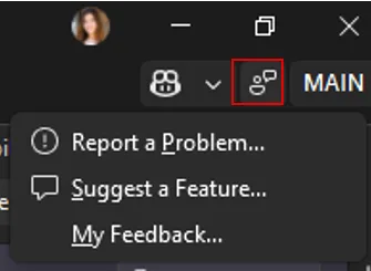 The icon to submit feedback through Visual Studio