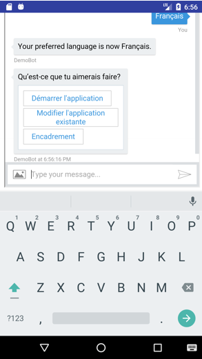 A view of the bot integrated into the Ovamba android application