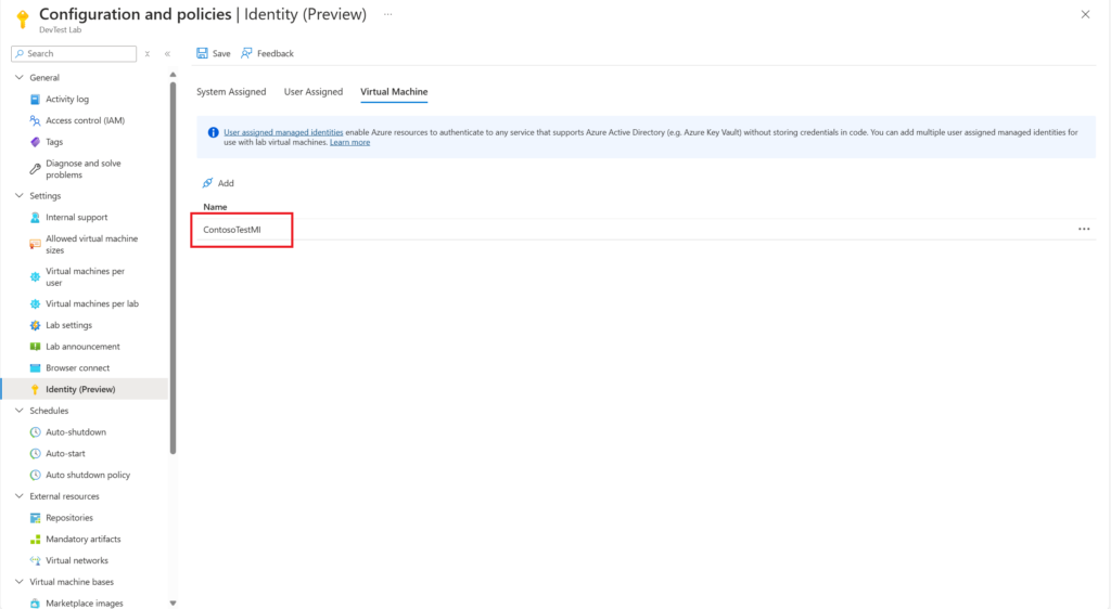 Image virtual machine with ua managed identity