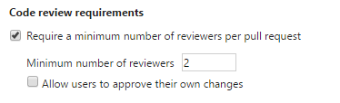 Require two code reviewers per pull request.