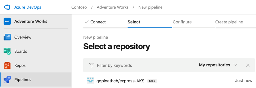 Selecting a repository