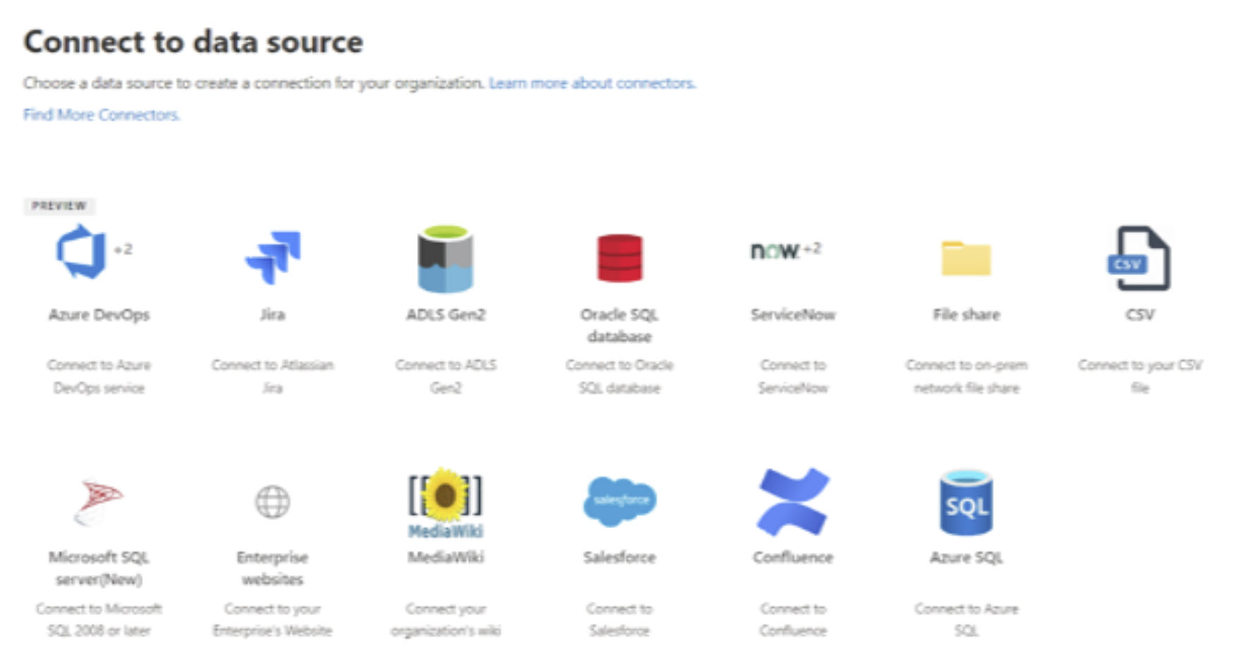 Microsoft built Graph connectors available for indexing content.