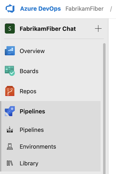 Screenshot of Pipelines side menu