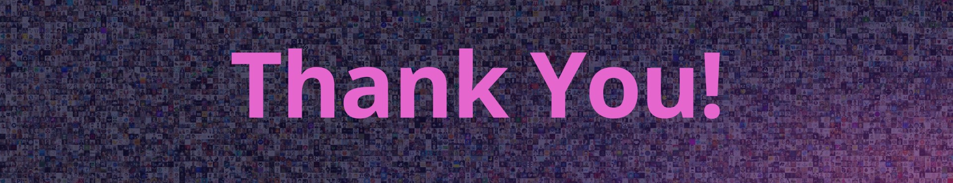 Image that says thank you with avatars in background