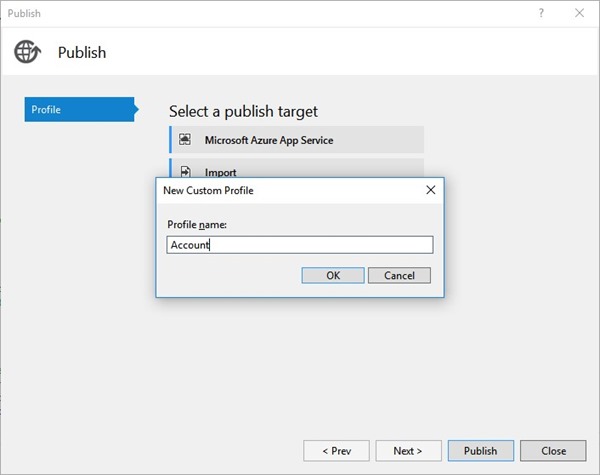 Creating a new publish target