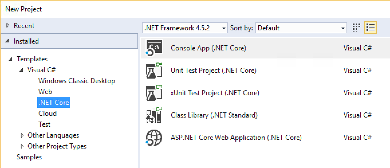 .NET Core templates